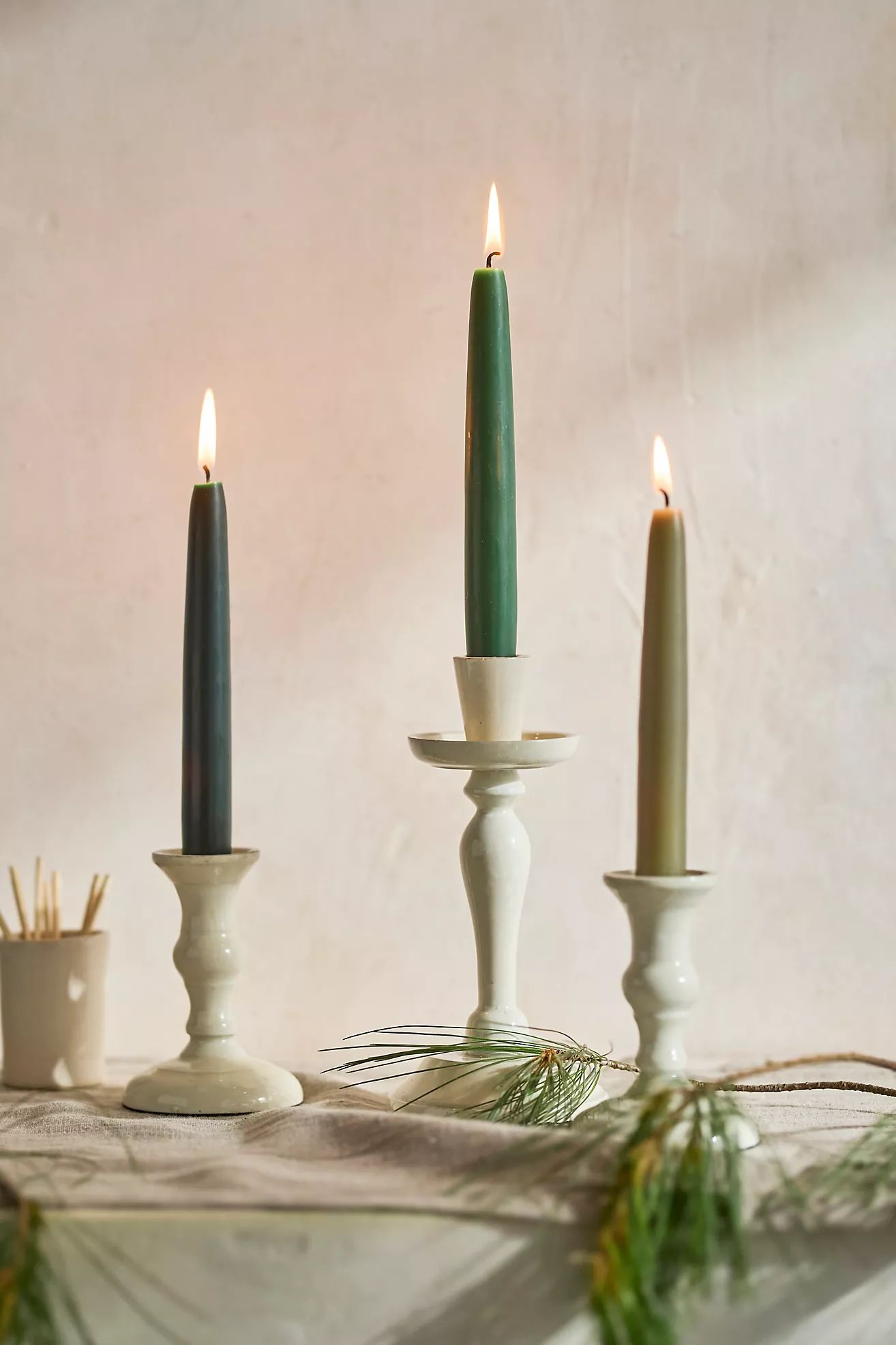 Unscented Taper Candles, Set of 6 Greens | Terrain