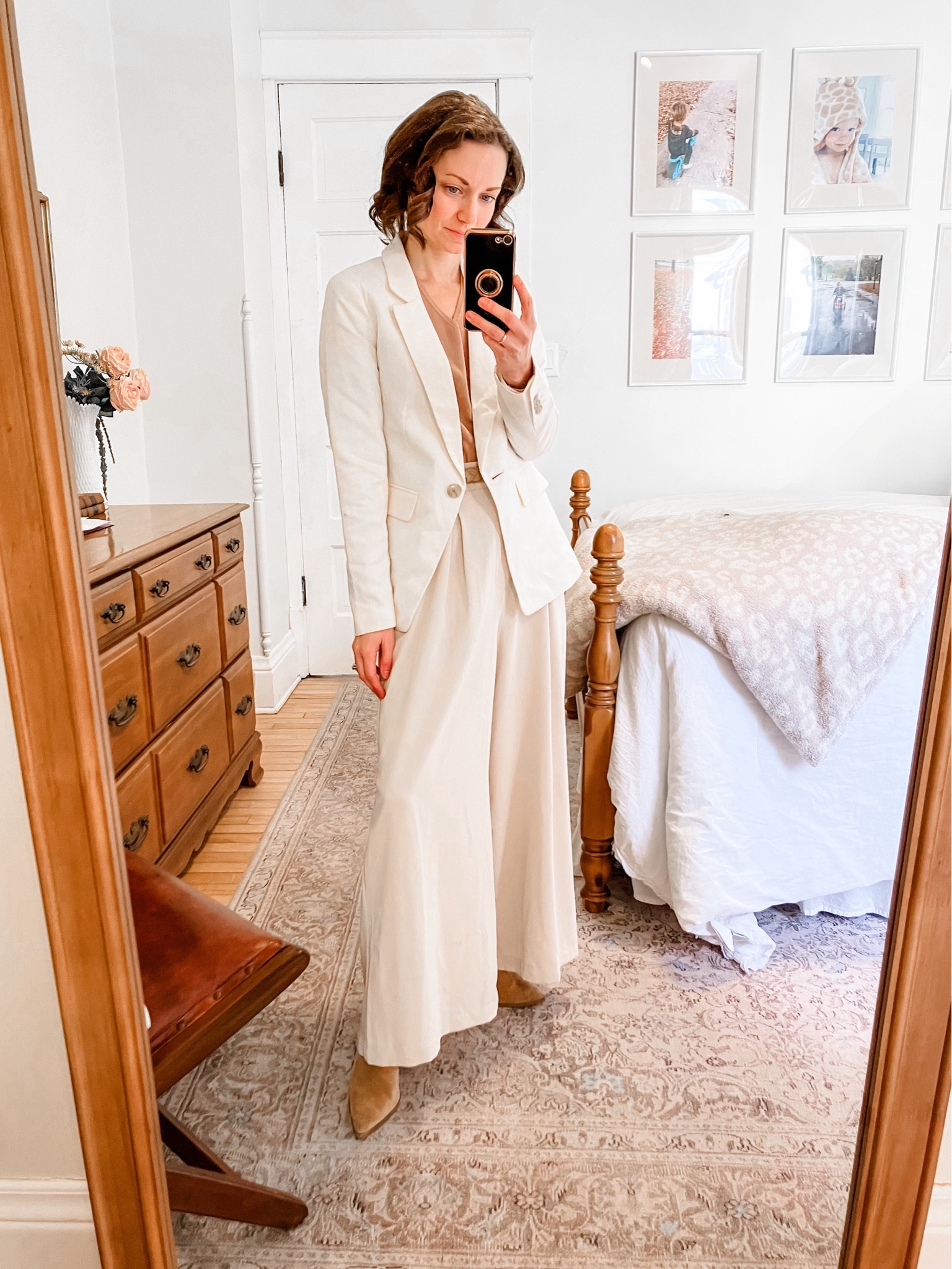 Office outfit!
Wearing size 00P Loft blazer, order your usual size. 
Linked similar Amazon sweaters. 
Size XS short Amazon wide leg pants, order your usual size. 
Linked similar booties. 
Petite outfit. Classic outfit. Neutral outfit. Business casual outfit  

#LTKstyletip #LTKworkwear #LTKfindsunder50