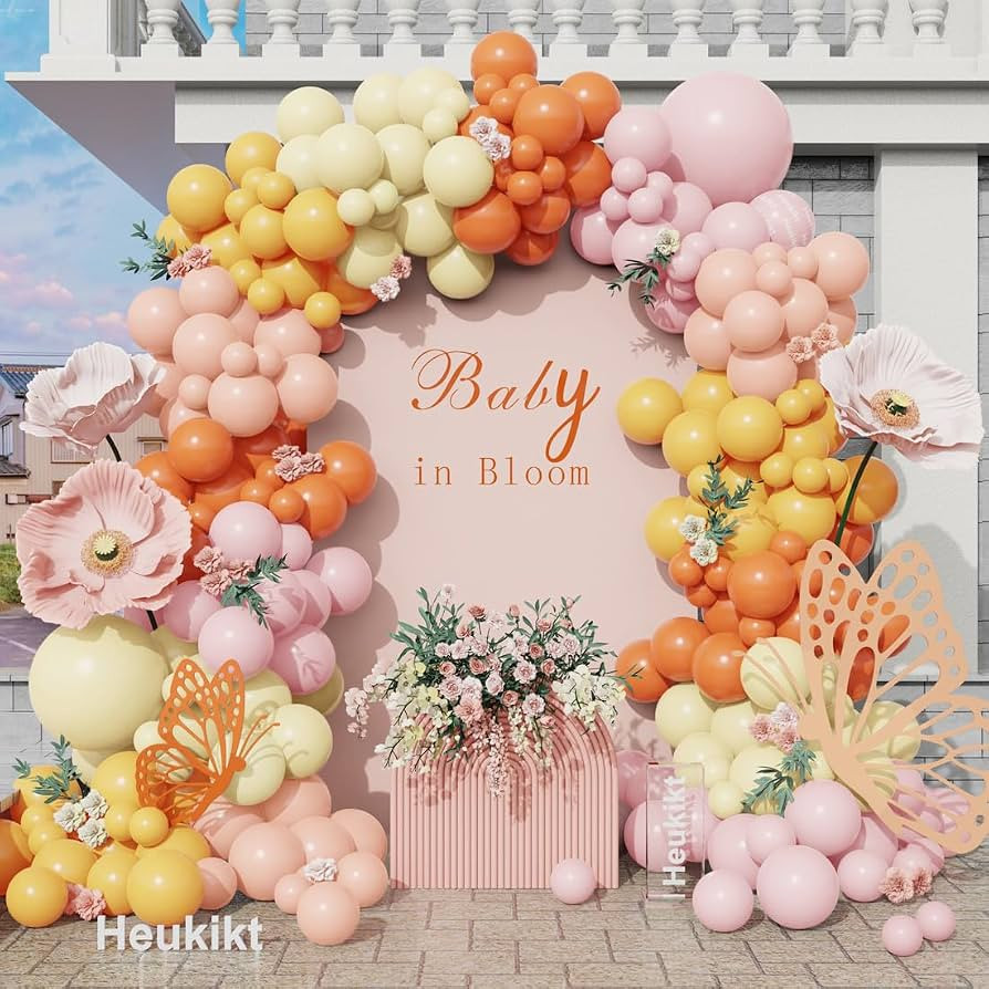 160Pcs Pink Yellow Orange Balloon Garland Arch Kit, Macaron Pastel Pink and Yellow Latex Balloons... | Amazon (US)
