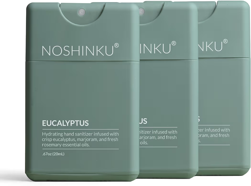 Noshinku - Refillable Hand Sanitizer Eucalyptus 3-Pack, Travel Size Spray with Hydrating Botanica... | Amazon (US)