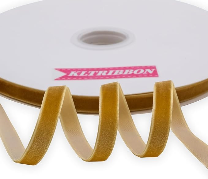 Nylon Single Face Velvet Ribbon,3/8 Inch X 25 Yards Spool (Gold) | Amazon (US)