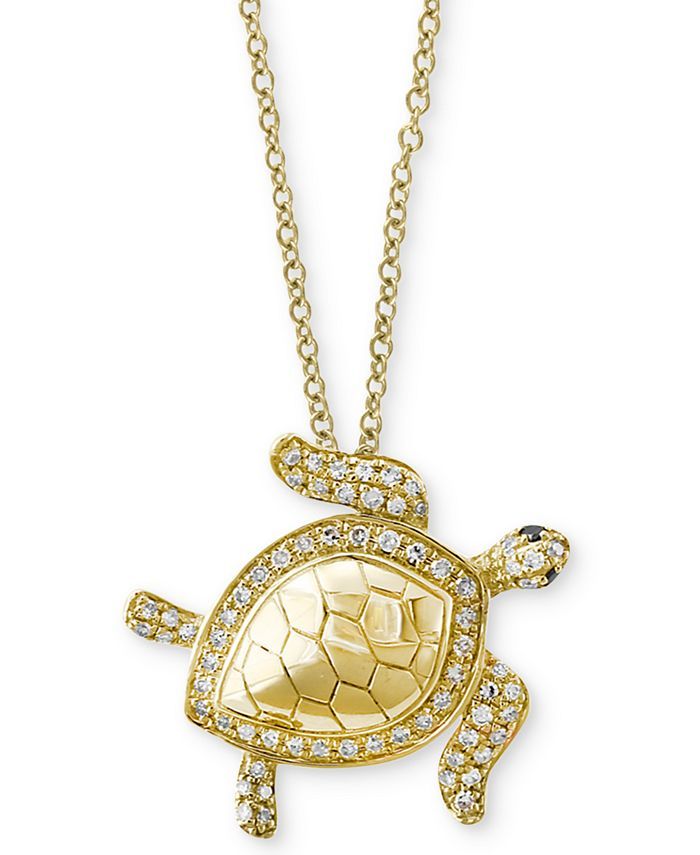 EFFY Collection Seaside by EFFY® Diamond Turtle Pendant Necklace (1/4 ct. t.w.) in 14k Gold & Re... | Macys (US)