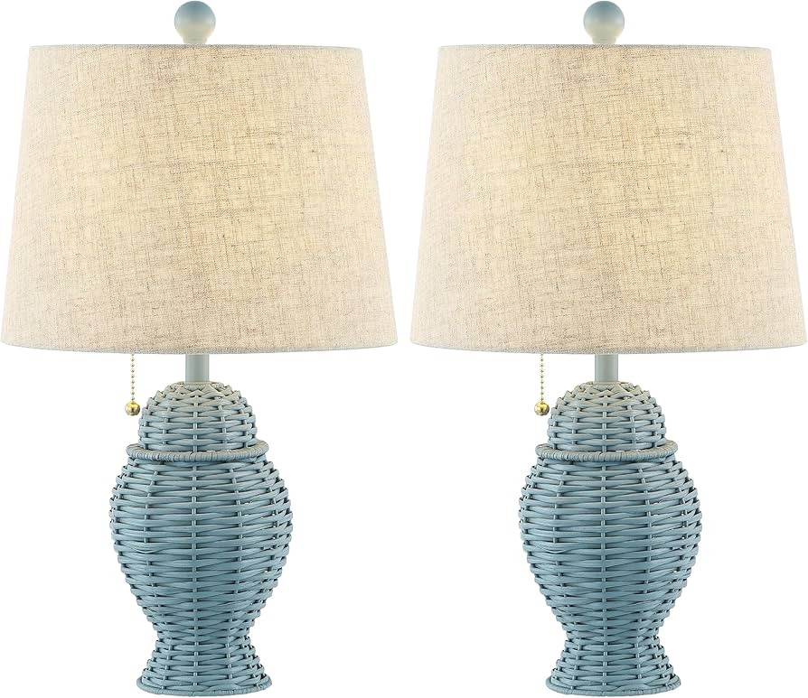 JONATHAN Y JYL4041B-SET2 Margie Wicker 20.5" Bohemian Rustic Iron LED Table Lamp Farmhouse, Coast... | Amazon (US)