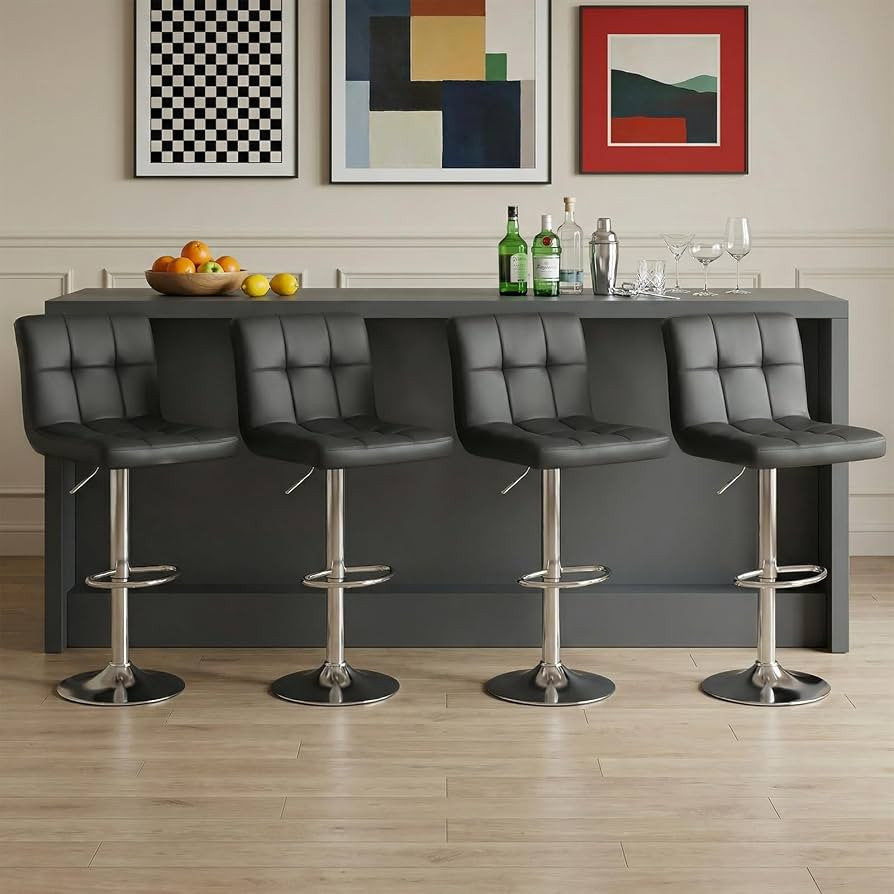 DUMOS Bar Stools Set of 4, 24 inch Counter Height Bar Chairs, Upholstered Modern Kitchen Barstool... | Amazon (US)