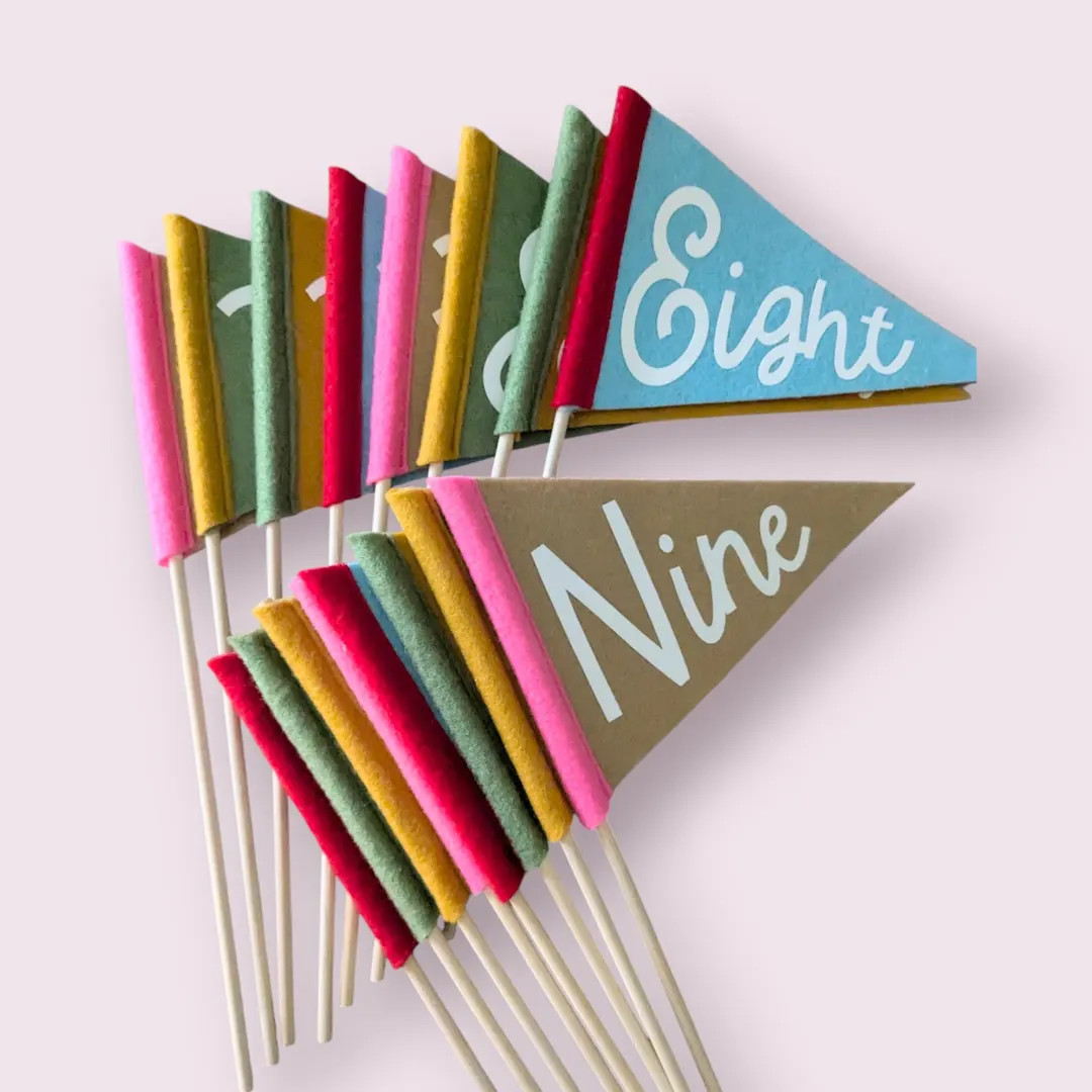 Table Numbers, Wedding Party, Custom Mini Number Pennant, Triangle Pennant on a Stick, Wedding Re... | Etsy (US)