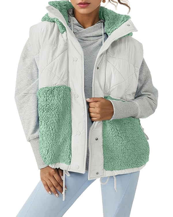 Imily Bela Women’s Winter Fleece Vest Stand Collar Button Down Casual Hooded Coat | Amazon (US)