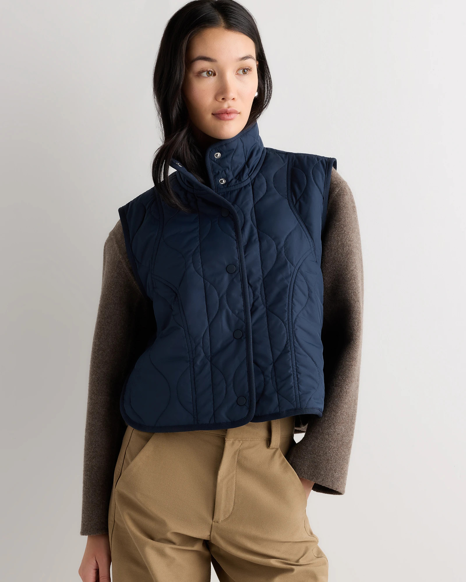 Quince | Women's Featherless Quilted Puffer Vest in Black, Size XL, Recycled Polyester | Quince