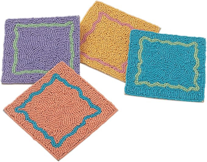 Folkulture Coasters for Drinks, Set of 4 Farmhouse Coasters, 4" Square Cute Boho Coasters for Cof... | Amazon (US)