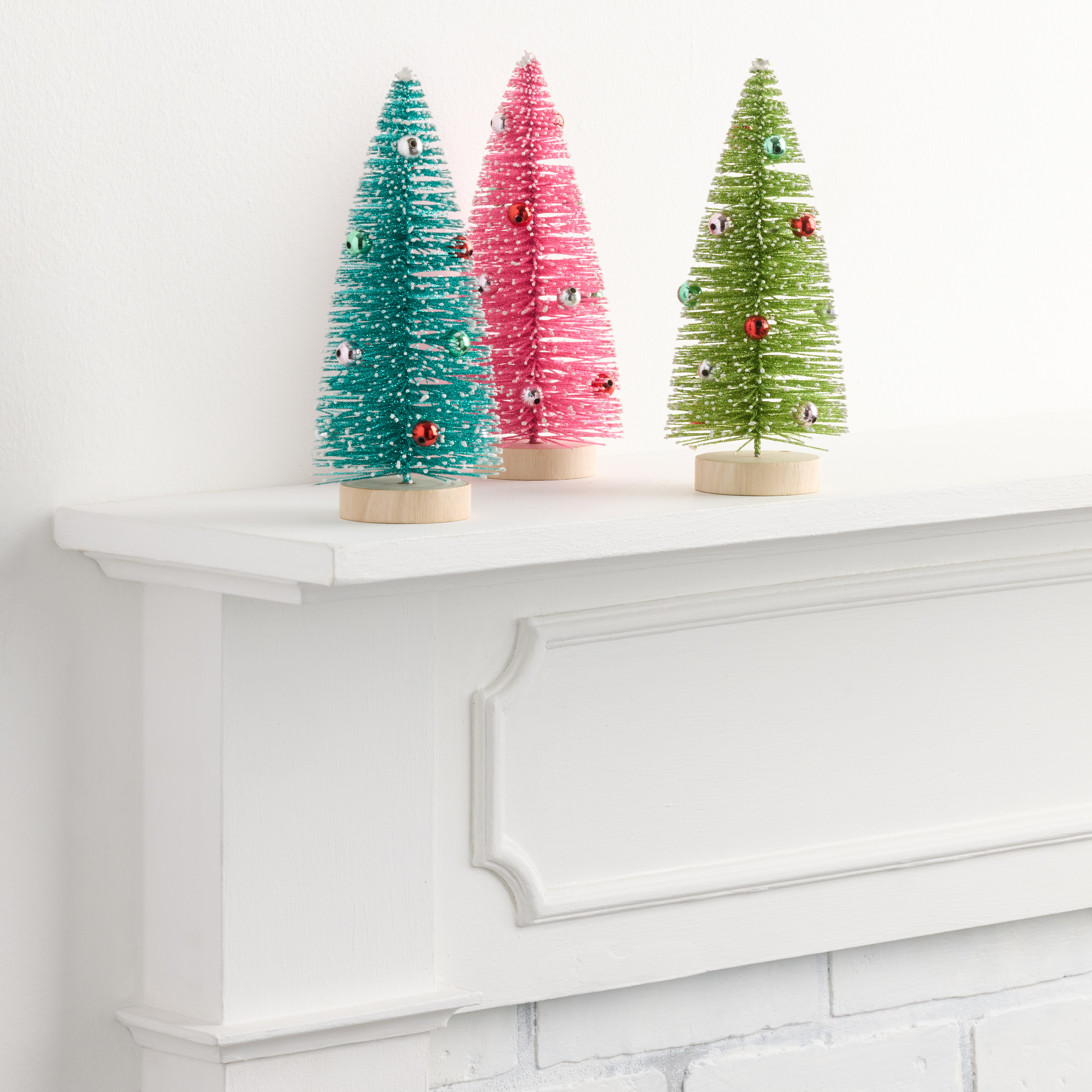 Retro Bright Bottlebrush Tree Decor Set of 3 | World Market