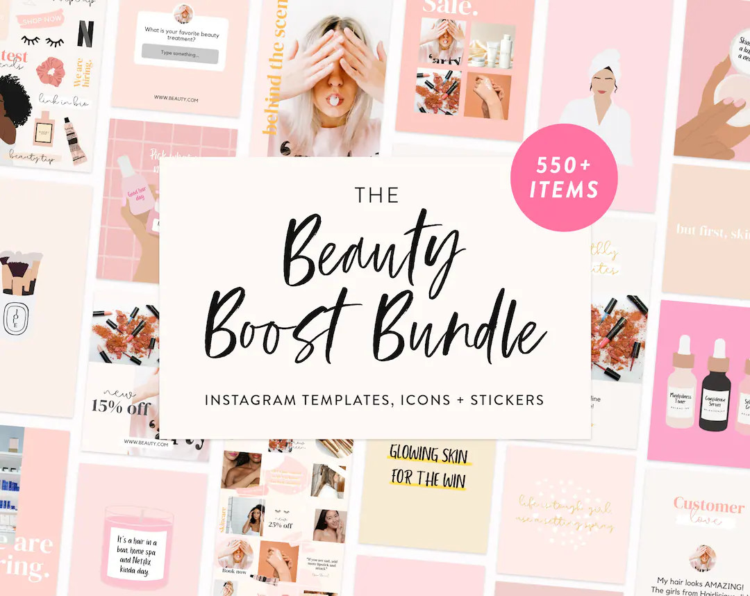 Beauty Instagram Template Bundle  Canva Instagram Templates - Etsy | Etsy (US)