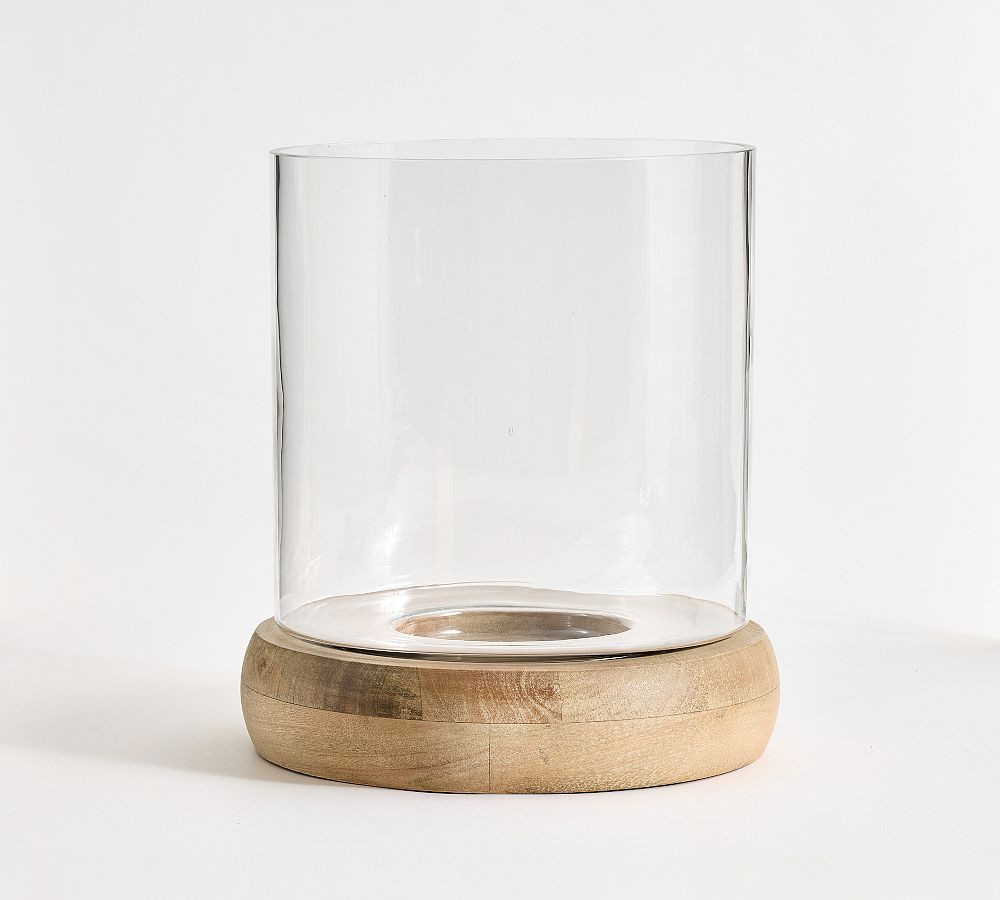 Laguna Mango Wood Hurricane Candle Holder | Pottery Barn (US)