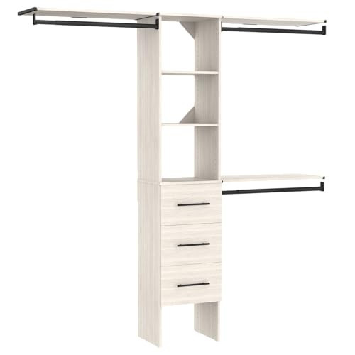 ClosetMaid SuiteSymphony 16-Inch Closet System Tower with (3) Hanging Rods, (3) Drawers, and (3) Top Shelves, White Timber | Amazon (US)