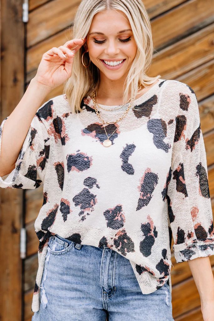 Show Up Cream White Leopard Top | The Mint Julep Boutique