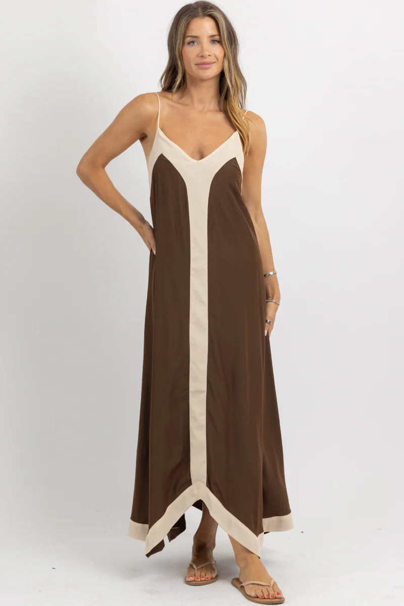 BONJOUR CHOCO CONTRAST MAXI DRESS | L'ABEYE