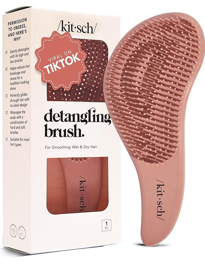 Kitsch Detangler Brush – Gentle Curly Hair Brush with Flexible Bristles for All Hair Types - We... | Amazon (US)