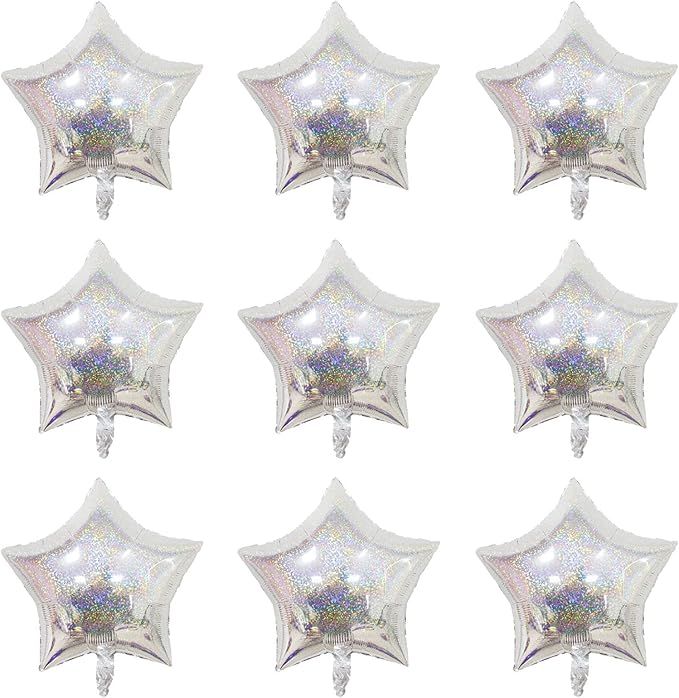 GLASNES 10 Pcs 18 Inch Silver Star Foil Balloons Shiny Silver Star Foil Balloons for Party Decora... | Amazon (US)
