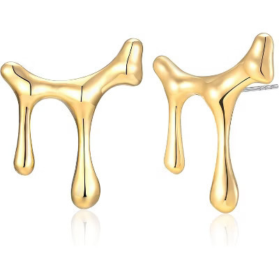 Gold Plated Personality Big Stud Earrings - Stainless Steel Hypoallergenic Trendy Jewelry, Christmas Birthday Gift Gold style 2 One Size | Target