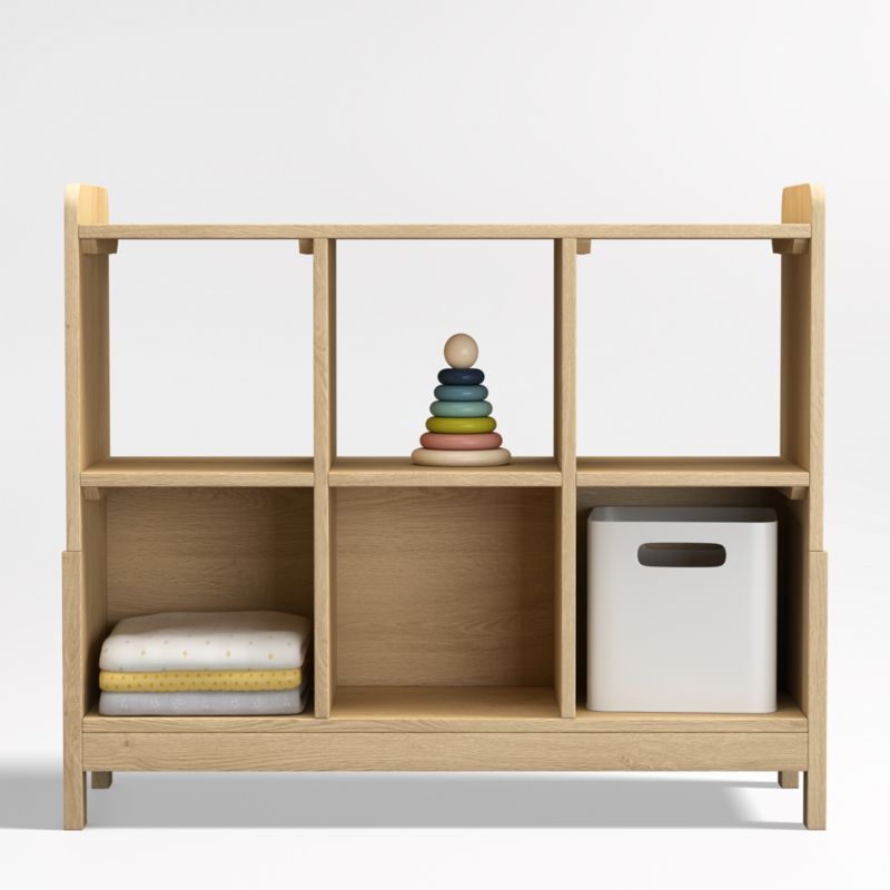 Rue Kids Natural 6-Cube Low Wood Bookcase + Reviews | Crate & Kids | Crate & Barrel