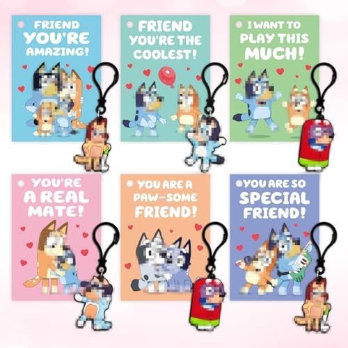 Valentines Day Gifts for Kids - Valentines Day Cards for Kids School - 24 Cartoon Dog Keychains w... | Amazon (US)