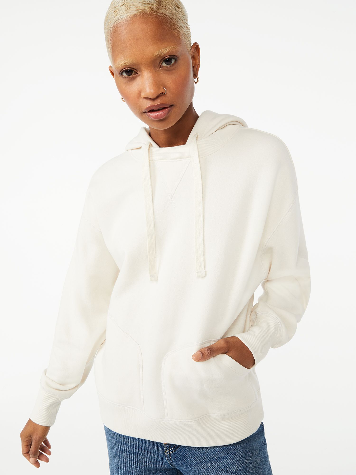 Free Assembly Women's Double Pocket Tunic Hoodie | Walmart (US)