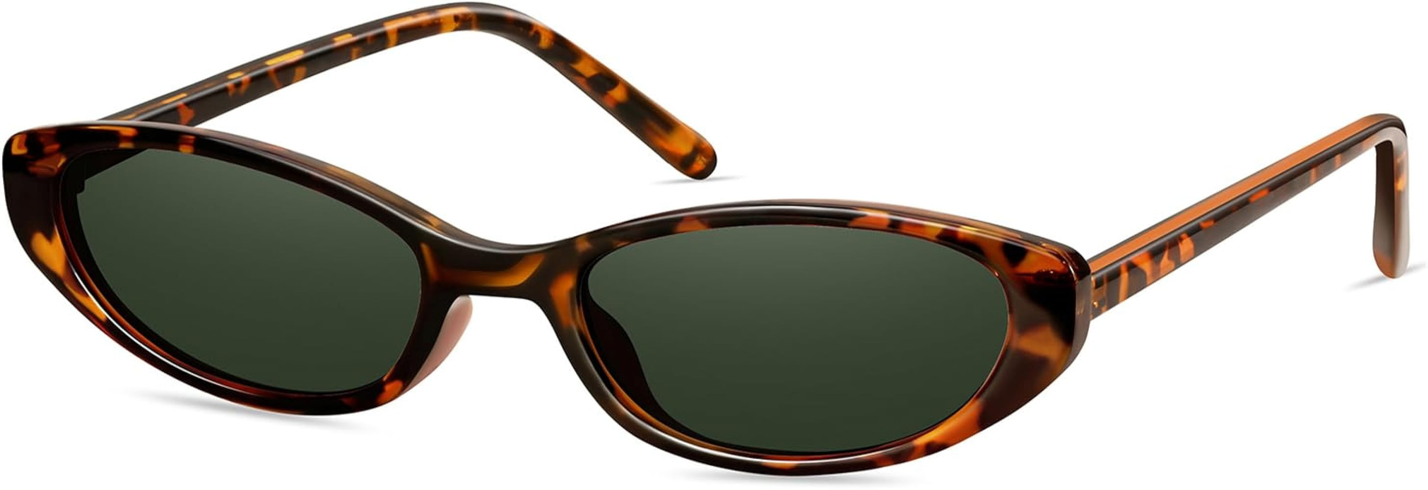 Retro Oval Cat Eye Sunglasses for Women Trendy Narrow Small Oval Sun Glasses 90s Vintage Shades | Amazon (US)