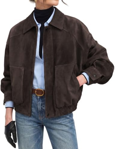 GRACE KARIN Women's Faux Suede Jacket Fall Long Sleeve Coat | Amazon (US)