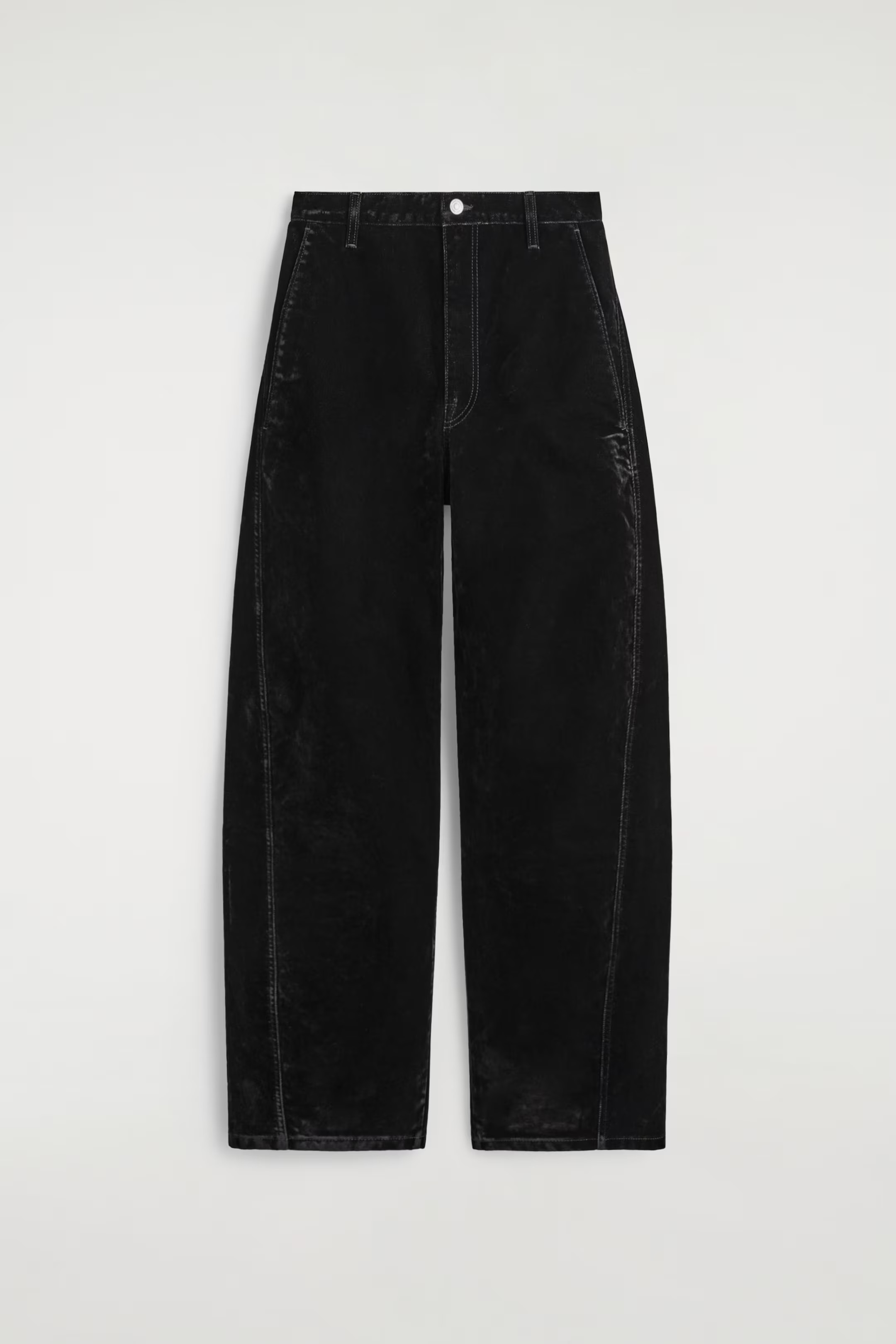 FLOCKED-DENIM BARREL-LEG TROUSERS - BLACK | COS GB | COS UK