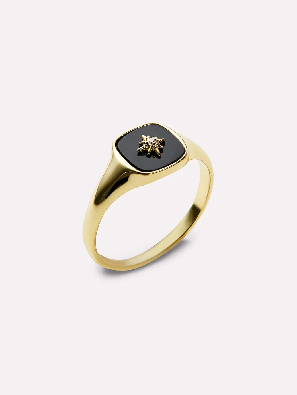 Gold Signet Ring - Amara Black | Ana Luisa