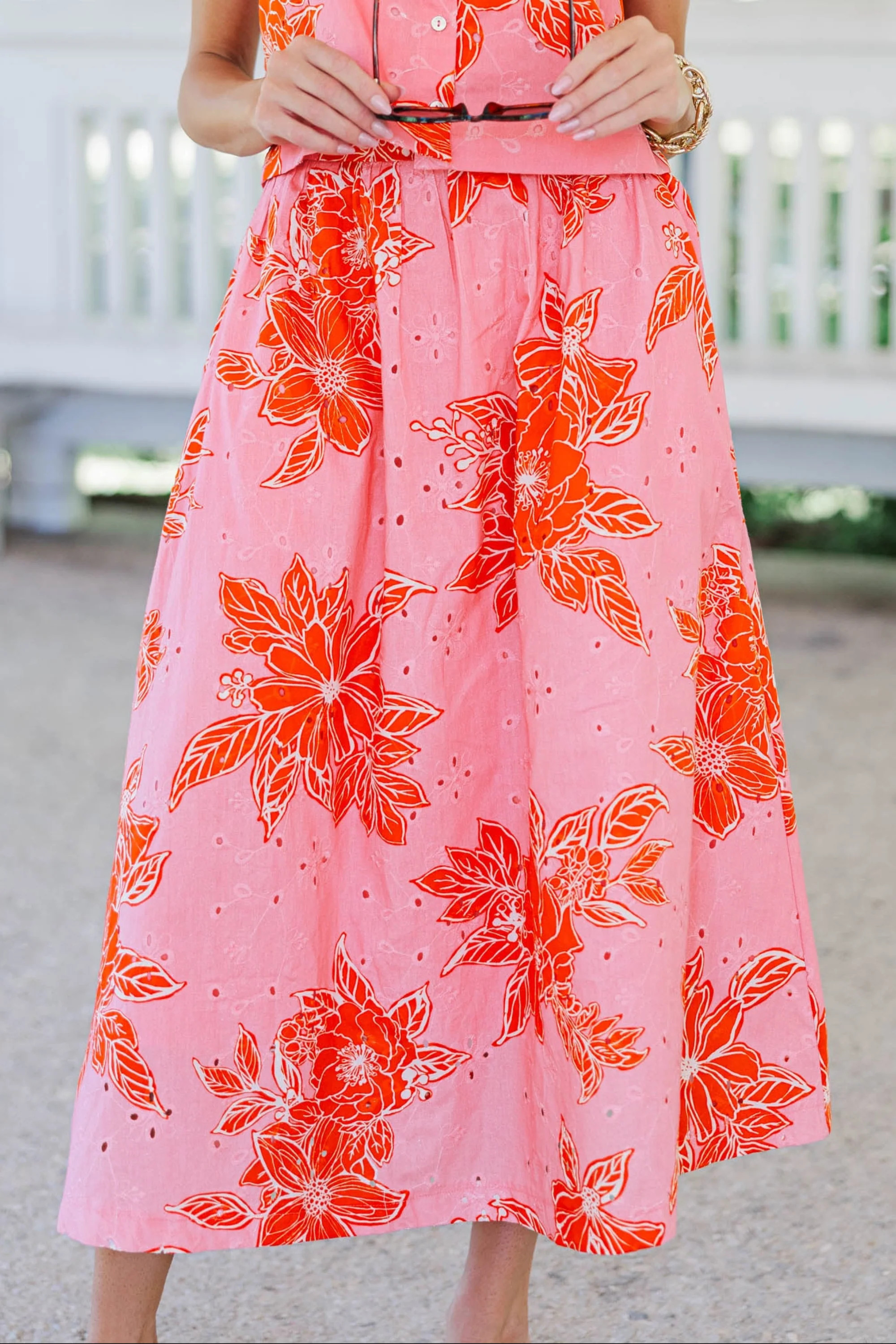 Just My Style Pink Floral Midi Skirt | The Mint Julep Boutique