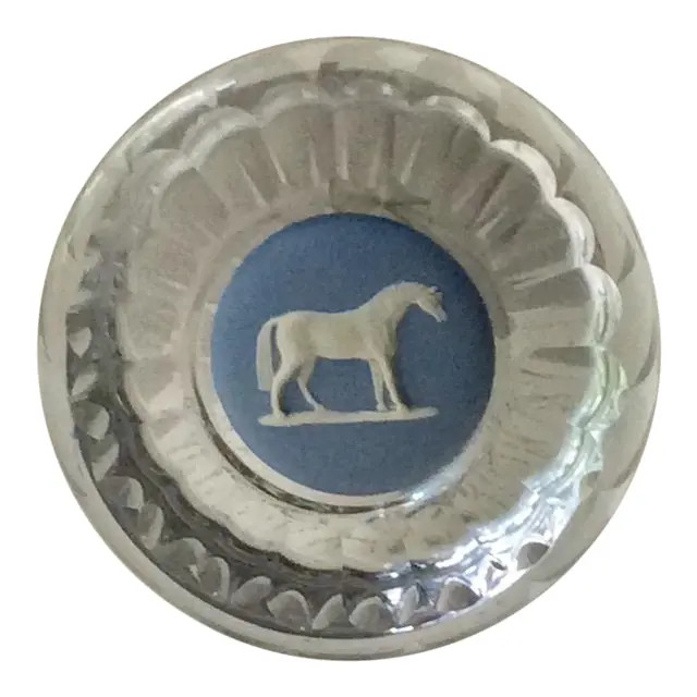 1960s Wedgwood Crystal Paper Weight With Jasperware Lozenge | Chairish