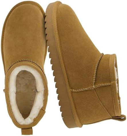 CUSHIONAIRE Hip 2 Genuine Suede Ankle Boots for Women, Cozy Faux Shearling Lining Pull On Winter ... | Amazon (US)