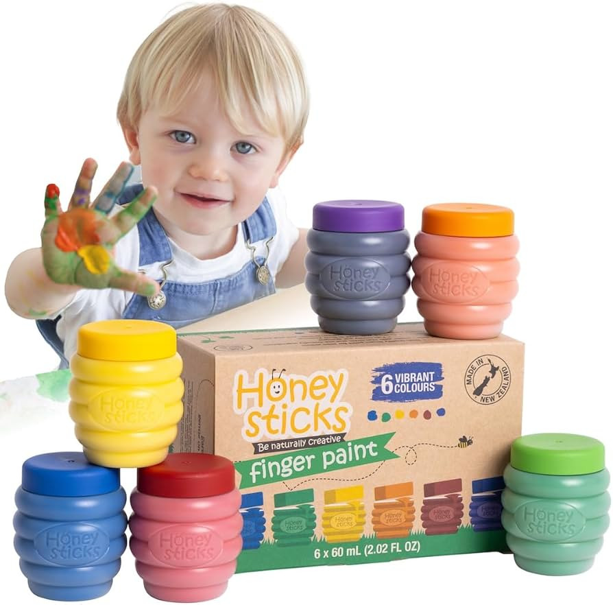 Honeysticks Non Toxic Finger Paint (6 Bright Colors), Washable from Skin, Safe Finger Painting fo... | Amazon (US)