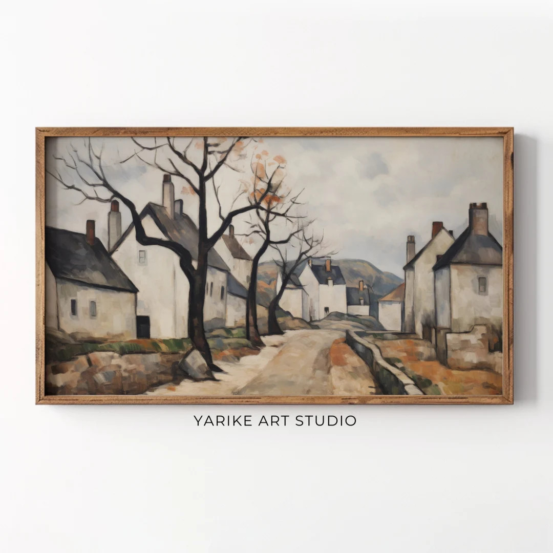 Autumn Village Frame Tv Art, Vintage Fall Frame Tv Screensaver, Neutral Holiday Autumn Town Lands... | Etsy (US)