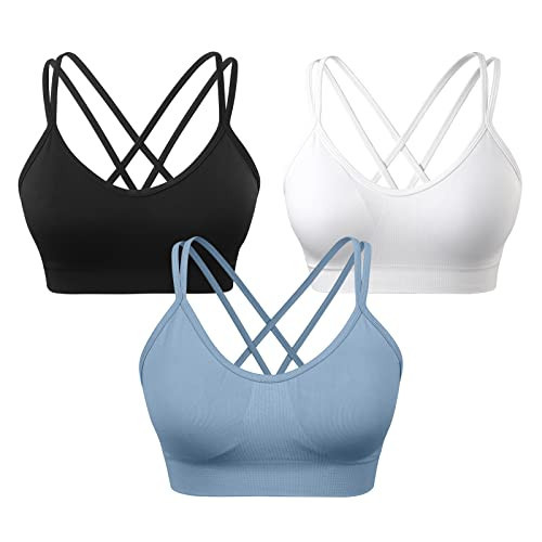 Strappy Sports Bra for Women Sexy Criss Cross Yoga Bras Padded Workout Bras for Running Athletic Gym Workout Fitness Bra XXL | Amazon (US)