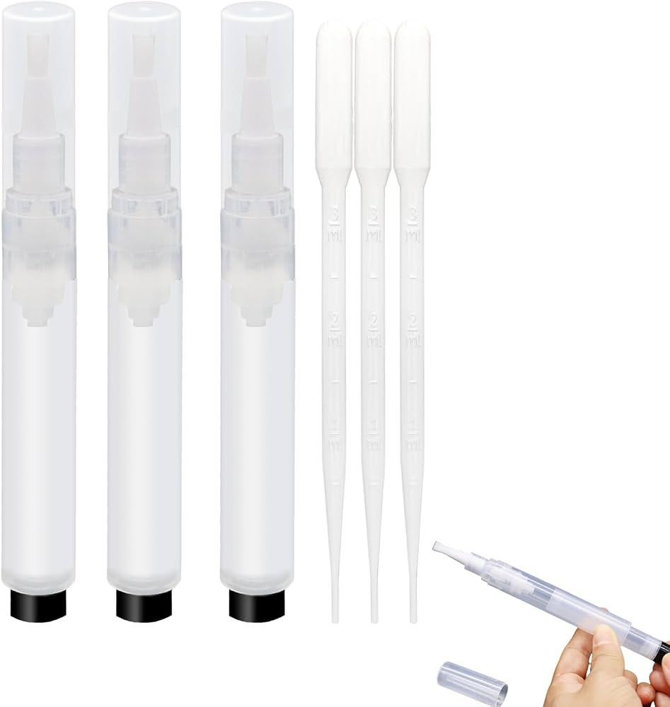 3-Pack 6ml Real Refillable Cuticle Oil Pens, Nail Oil Pen Empty, Single Hand Press Transparent Co... | Amazon (US)