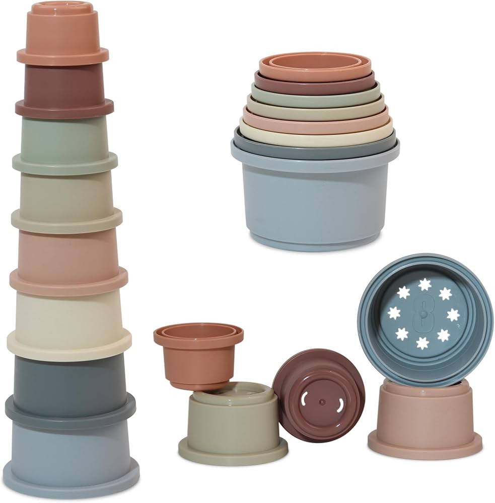 Stacking Cups Baby Toy Educational Cup Stacking Set 8-Pc Stackable Cups with Number Rainbow Nesti... | Amazon (US)