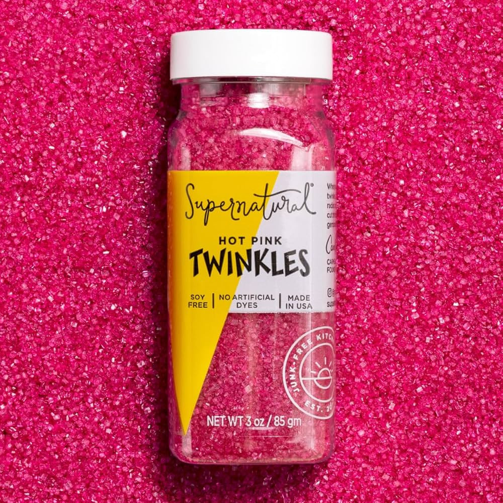 Supernatural Twinkles Sprinkles, Hot Pink Sanding Sugar, Plant-Based Color, Vegan, 3oz, Made in U... | Amazon (US)