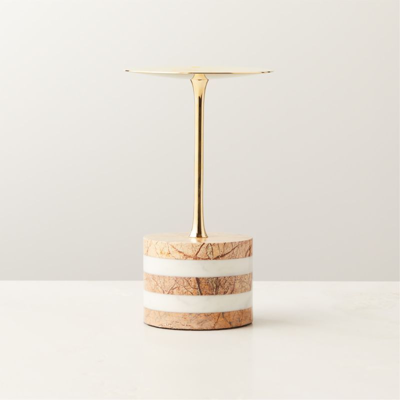 Stacked Marble and Brass Modern Pillar Candle Holder Small + Reviews | CB2 | CB2