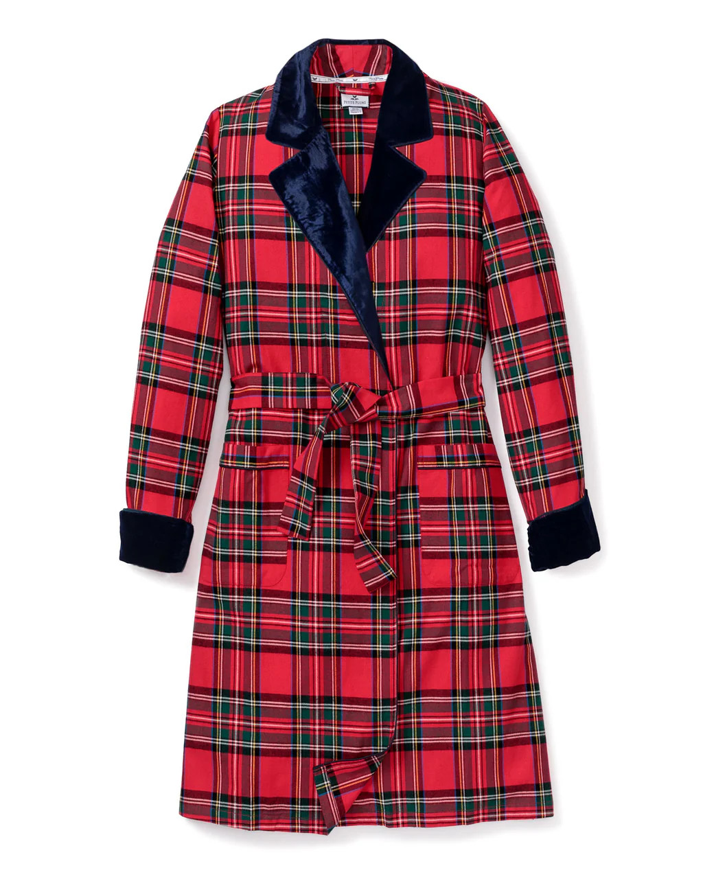 Women's Imperial Tartan Long Robe with Velvet Trim | Petite Plume