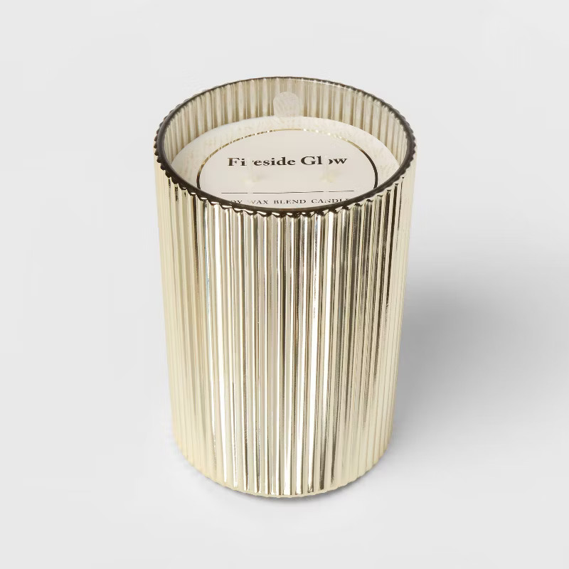 Mercury Glass Finish Holiday Fireside Bonfire Glow Candle Gold - Threshold™ | Target