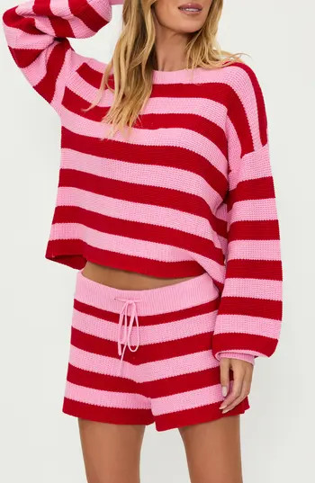 Beach Riot Ava Cotton Cover-Up Sweater in Candy Cane Stripe at Nordstrom Rack, Size Large | Nordstrom Rack