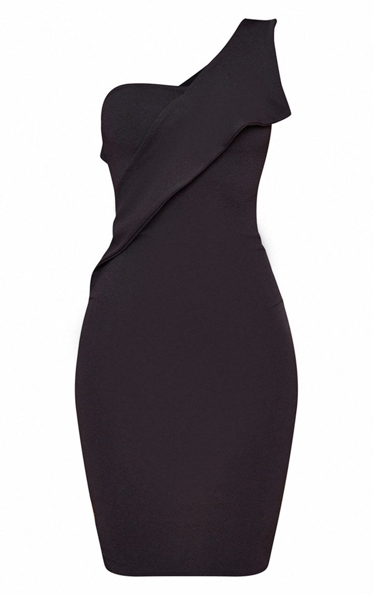 Black Asymmetric Strap Midi Dress | PrettyLittleThing US