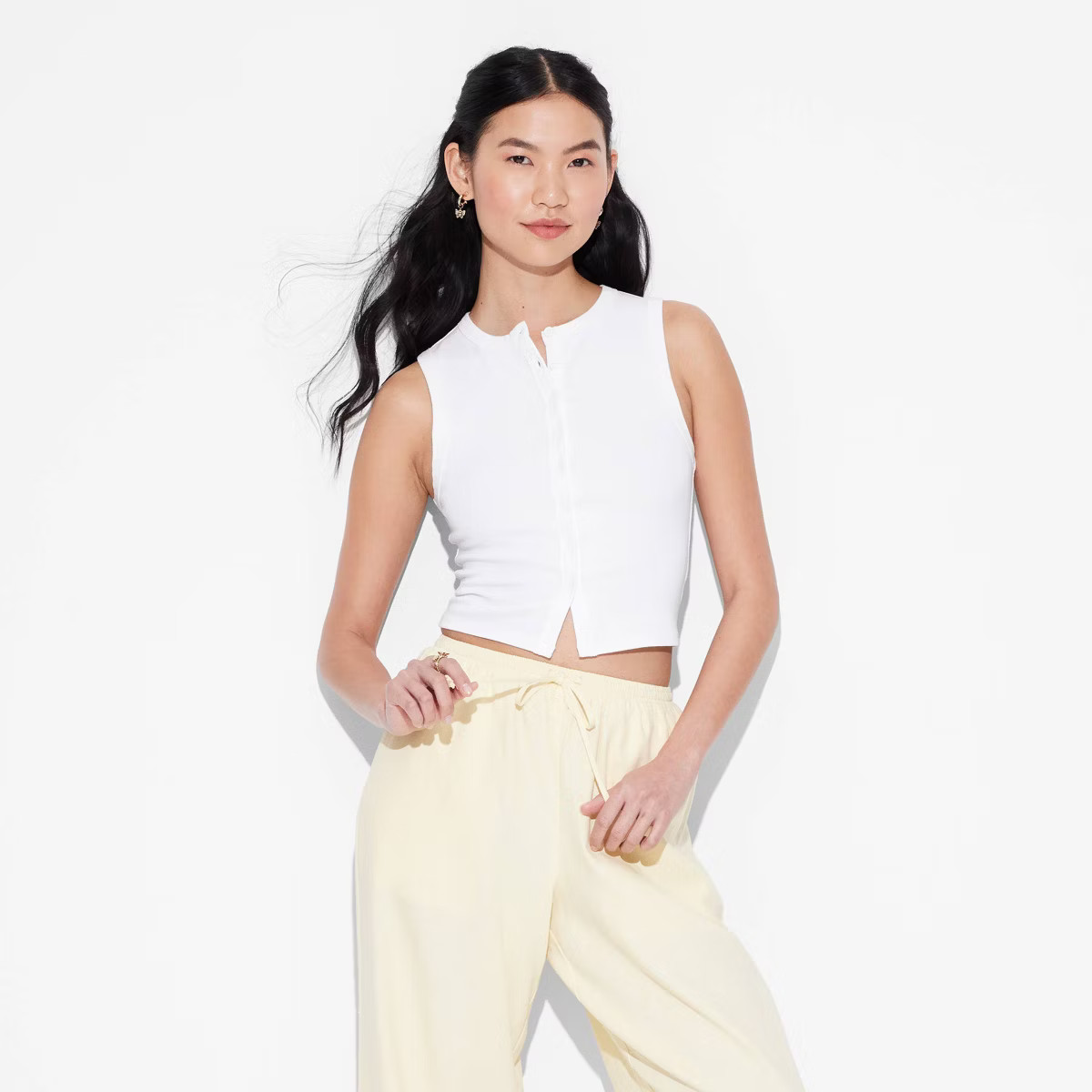 Women's Button-Front Tank Top - Wild Fable™ Black XXL | Target