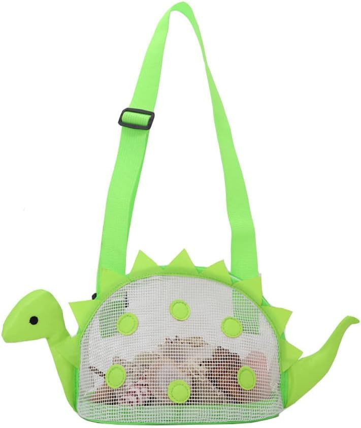 Beach Toy Mesh Beach Bag Kids Shell Bag Dinosaur Beach Sand Toy Totes for Holding Shells Beach To... | Amazon (US)