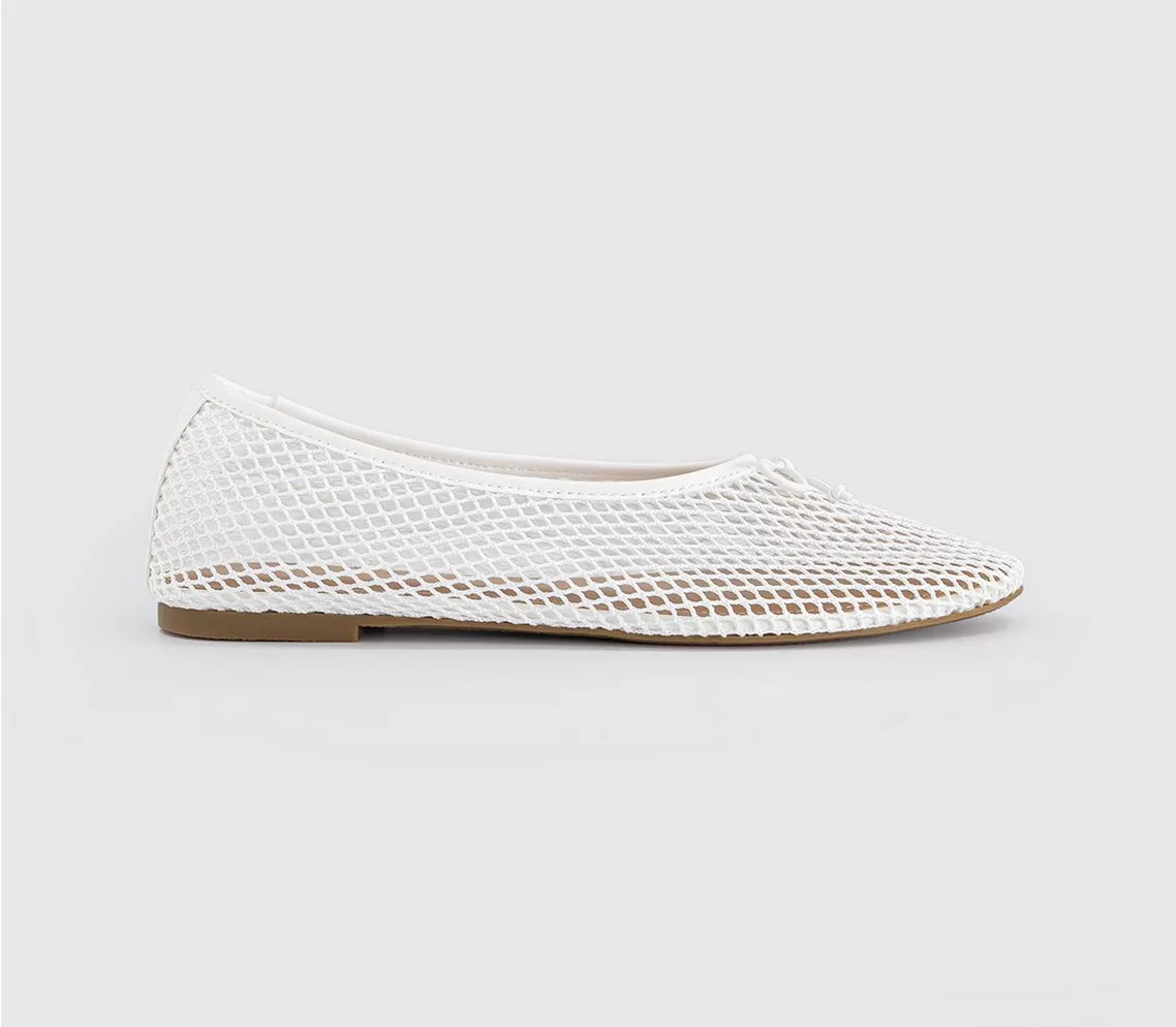OFFICE Fling String Mesh Ballet Flats White - Flat Shoes for Women | Office Shoes (UK)