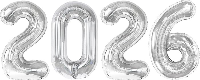 2026 balloons, Silver 40 Inch 2026 Party Decorations New Year Nye Decorfor New Years Eve Party Su... | Amazon (US)