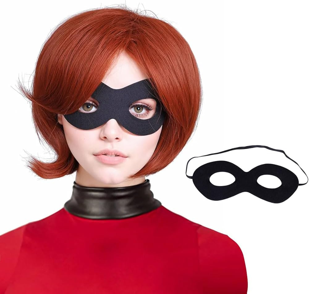 FantaLook Short Reddish Brown Costume Cosplay Wig with Eye Mask for Female | Amazon (US)