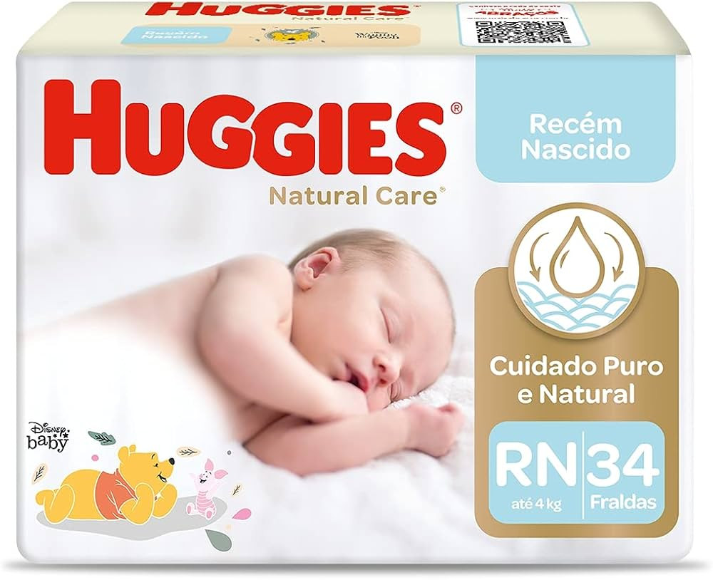 Huggies NATURAL CARE RN - Fralda recém-nascido, 34 unidades(Pacote pode variar) | Amazon (BR)