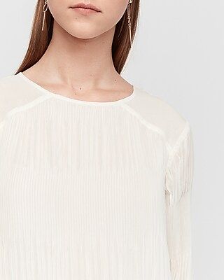 Pleated Crew Neck Top | Express