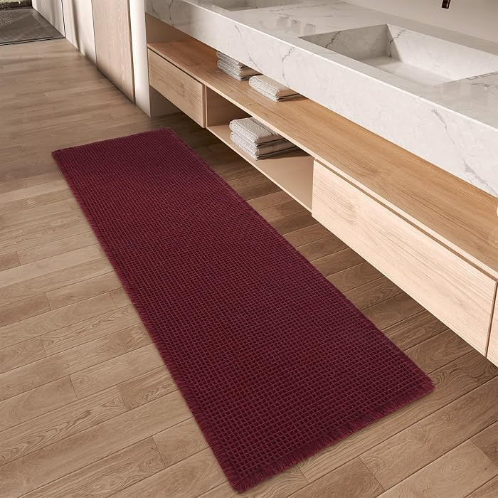 Waffle Runner Rug Bath Mats Bathroom Runner Rug for Hallway Bedroom Laundry Room 2'x 5' 24" x 60" | Amazon (US)